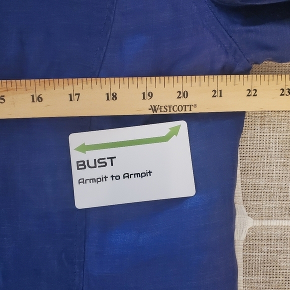 Chico's Size 3 Linen Blend Karise Blue Satin Jacket - Picture 8 of 8